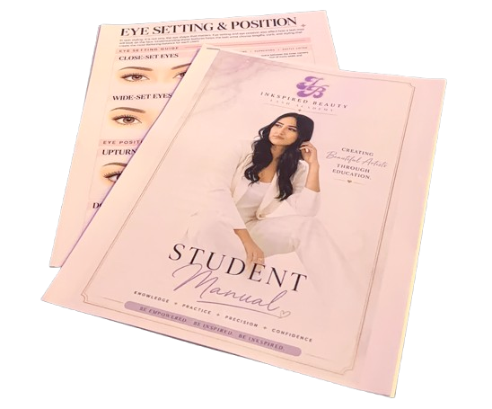 The manual used during Lash Training at Inkspired Beauty